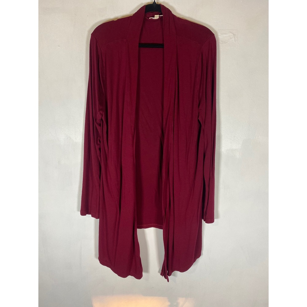 Zenana Outfitters 2X Burgundy Open Front Drape Cardigan Lightweight Long Sleeve